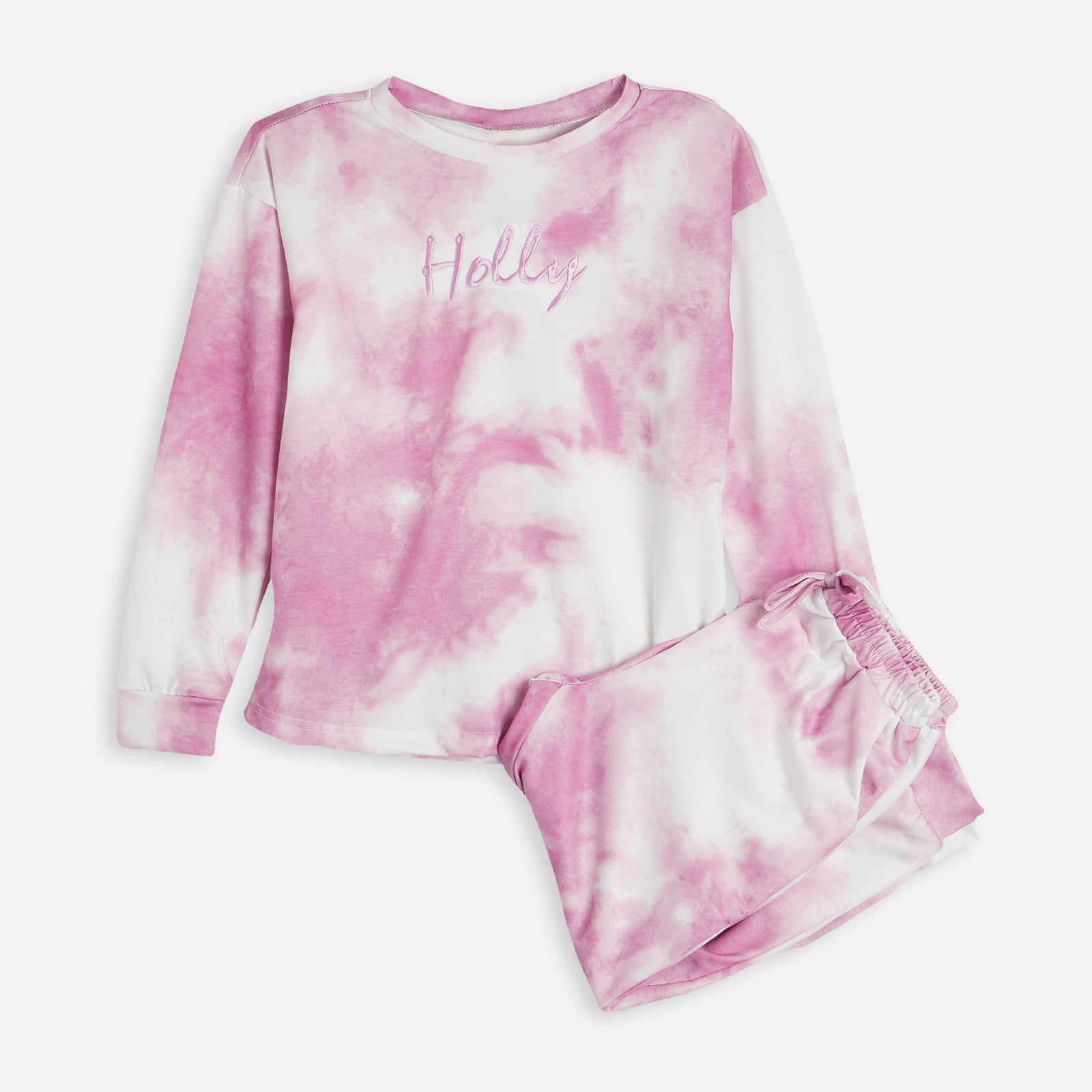 Embroidered Pink Tie Dye Lounge Set