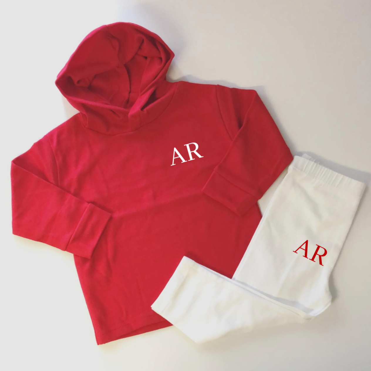Red & White Hooded Lounge Set