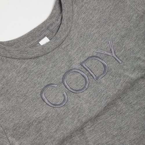 Embroidered Grey Mono T-shirt