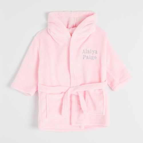 Embroidered Baby Pink Classic Dressing Gown