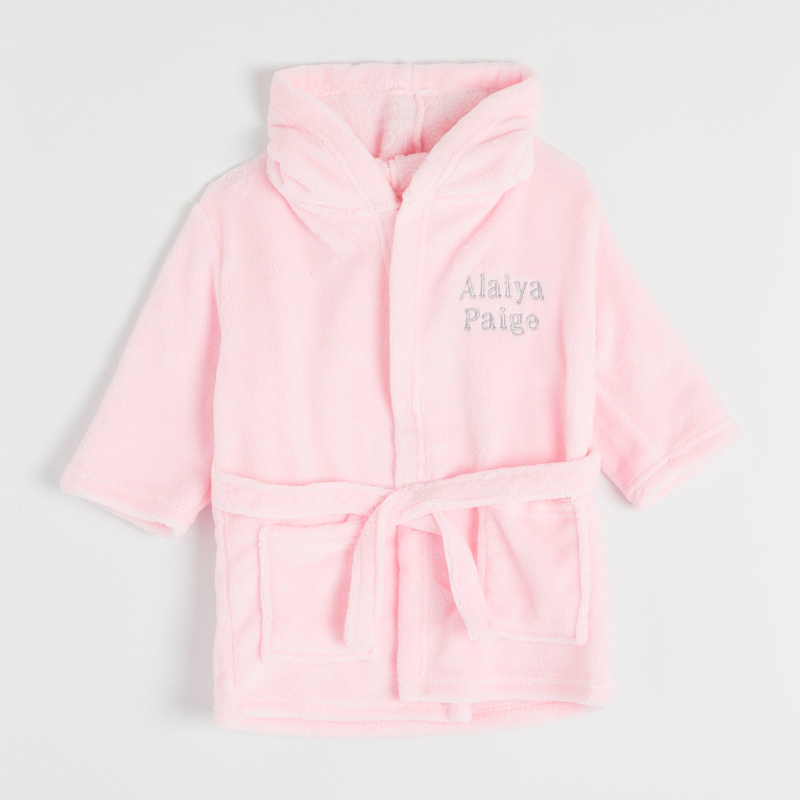 Embroidered Baby Pink Classic Dressing Gown