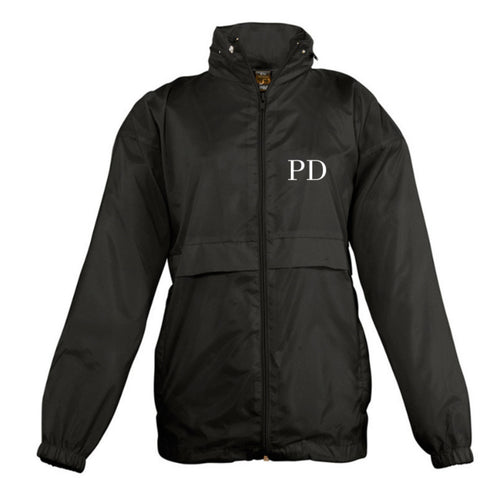 Embroidered Black Windbreaker Jacket