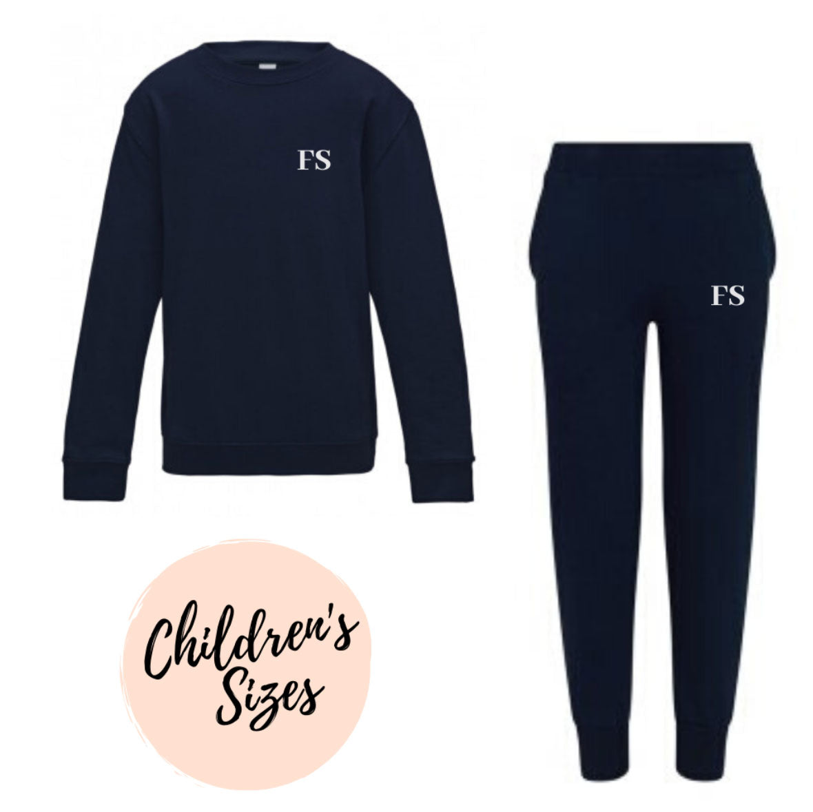 Embroidered Childrens Navy Lounge Set