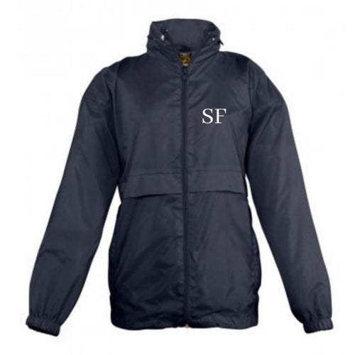 Embroidered Navy Blue Windbreaker Jacket