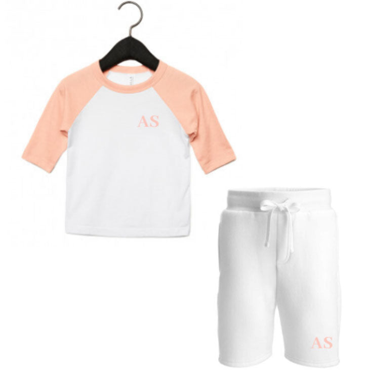 Embroidered Peach & White Summer Set