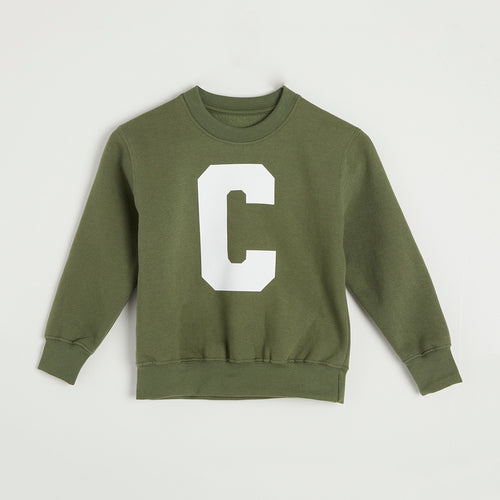 Personalised Khaki Varsity Letter Sweater