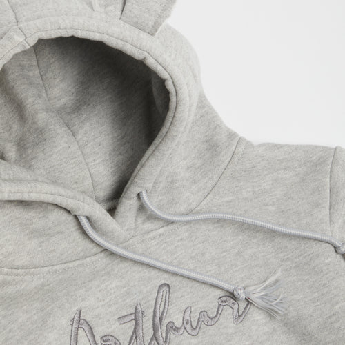 Embroidered Grey Bunny Ear Hoodie