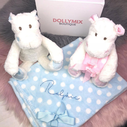 Personalised Hippo Blanket Set