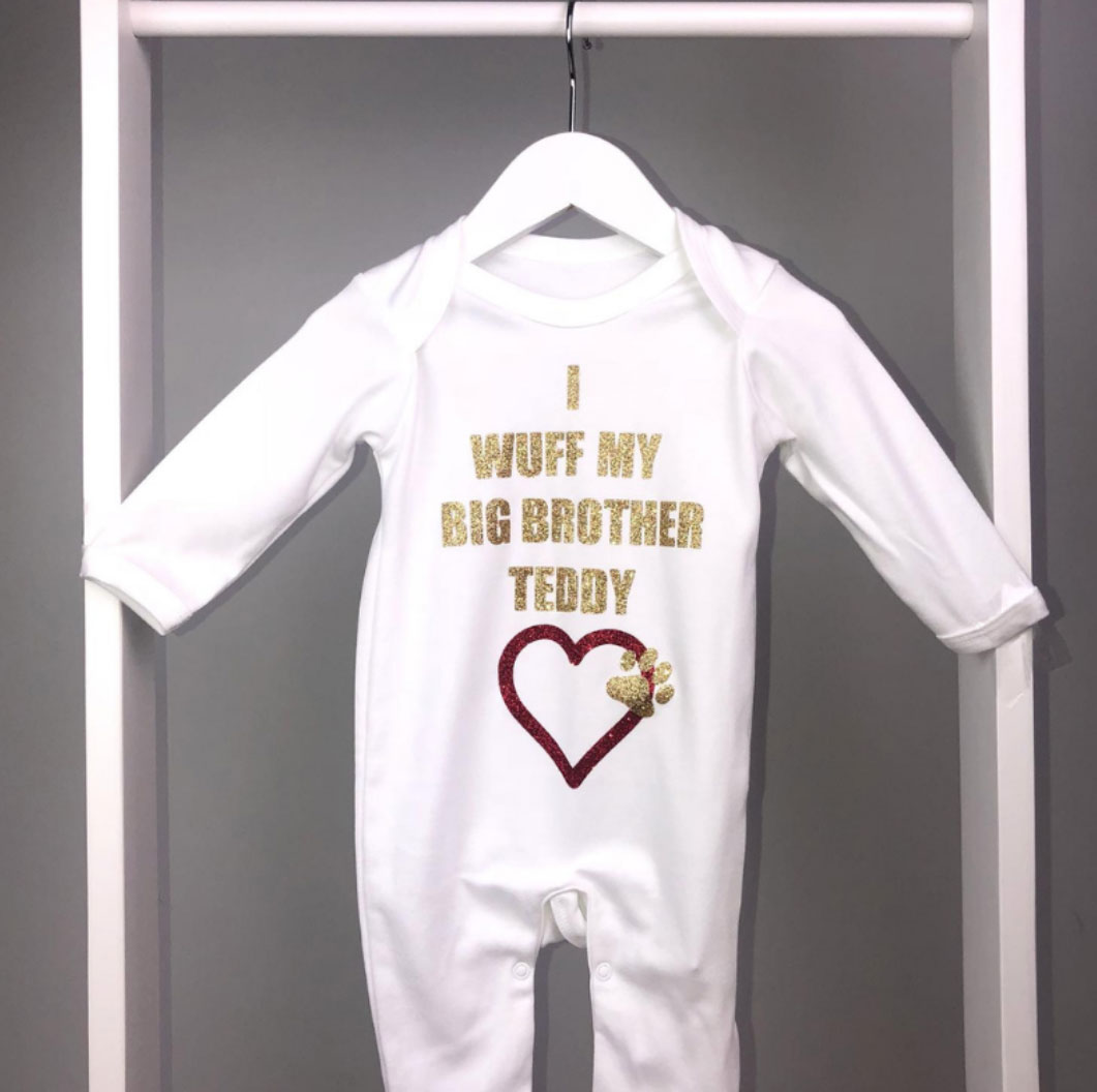 Personalised I Wuff My Big Sibling Pet Babygrow