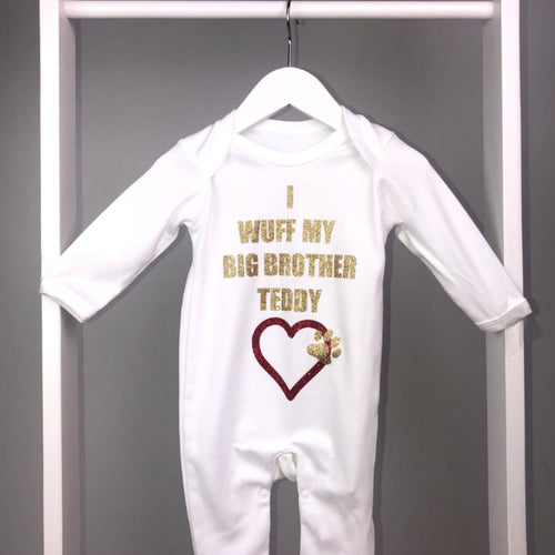 Personalised I Wuff My Big Sibling Pet Babygrow