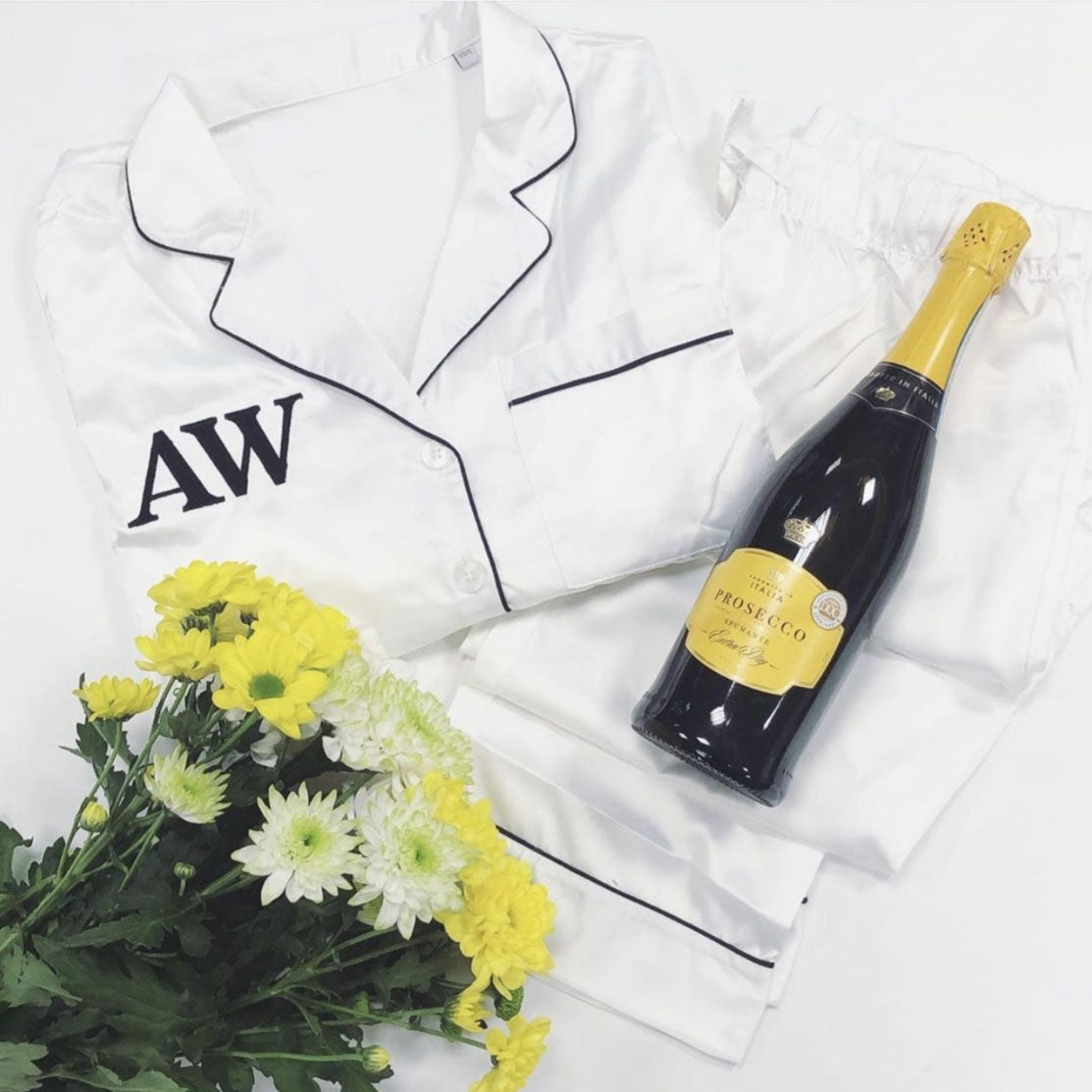 Embroidered Ladies Satin Pyjamas