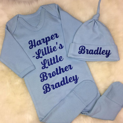 Little Sibling Babygrow Hat Set
