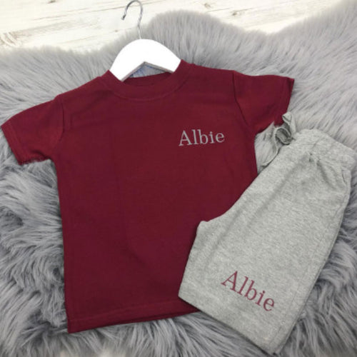 Personalised Maroon & Grey Summer Set