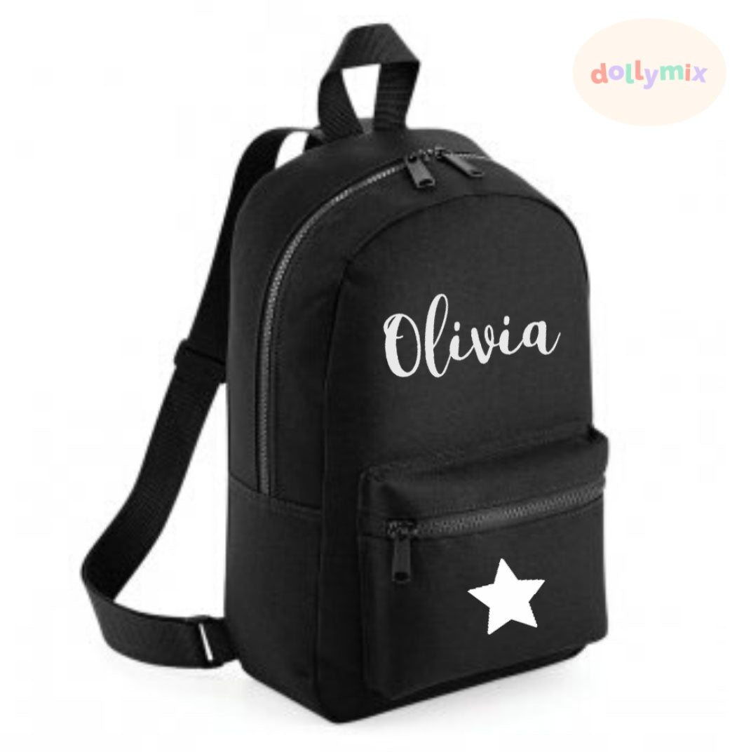 Personalised Mini Black Backpack