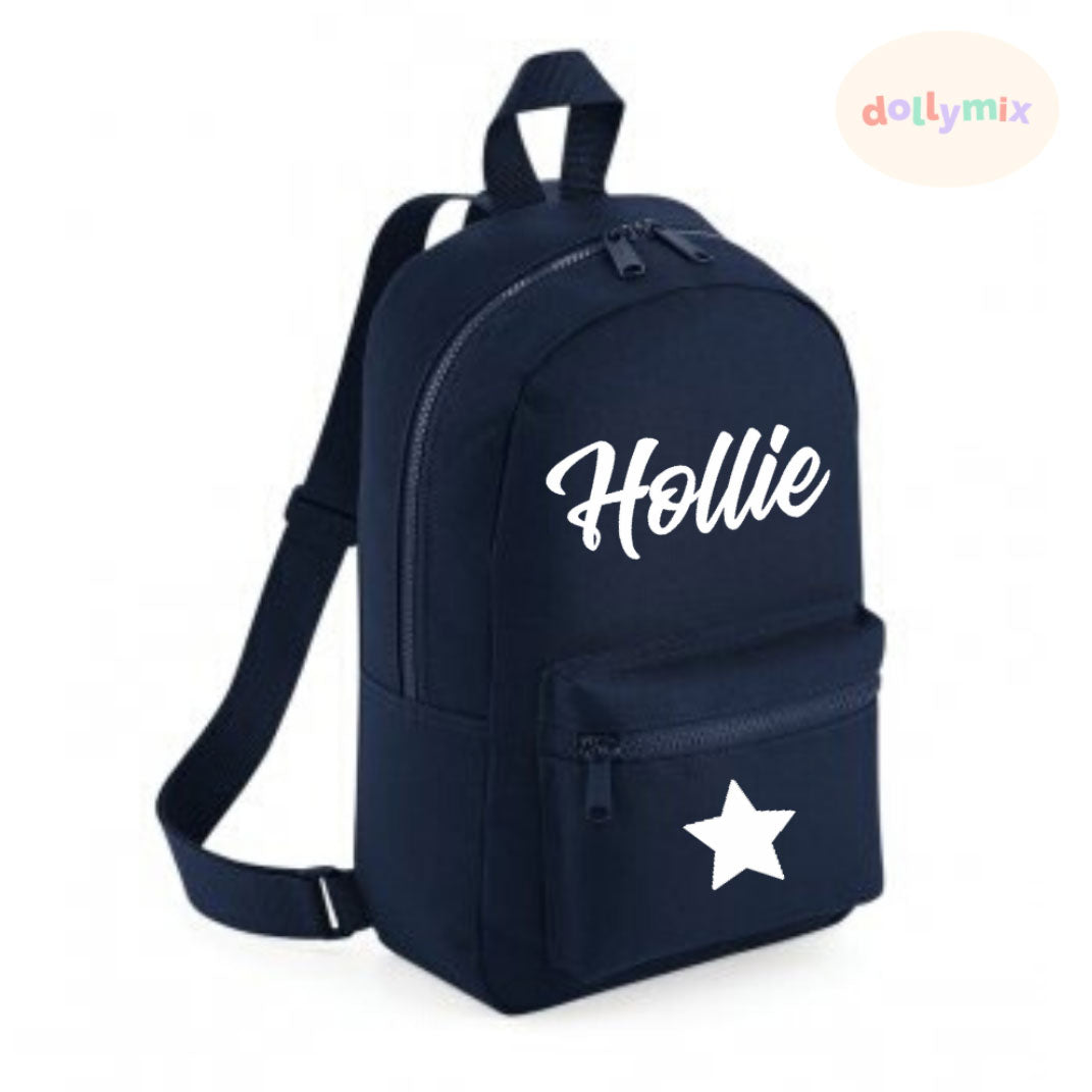 Personalised Mini Navy Blue Backpack