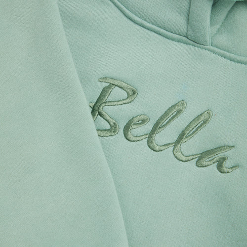 Embroidered Teal Bunny Ear Hoodie