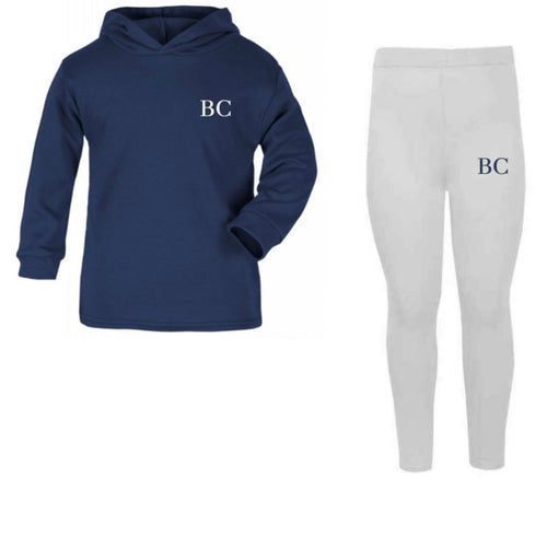 Personalised Navy & White Hooded Lounge Set