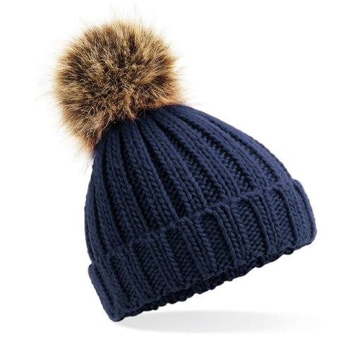 Navy Pom Pom Hat
