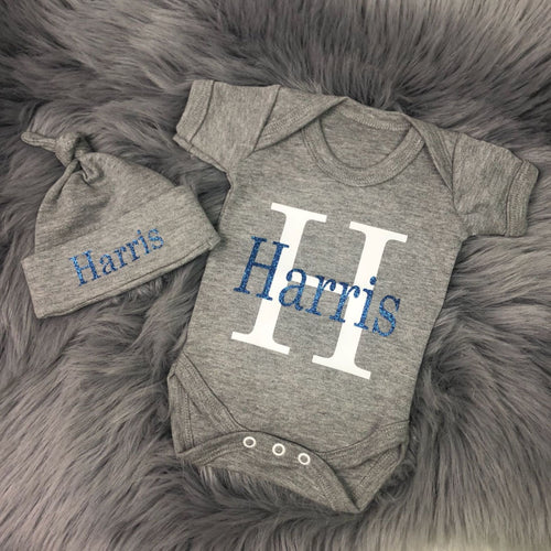 Personalised Letter Bodysuit Hat Set